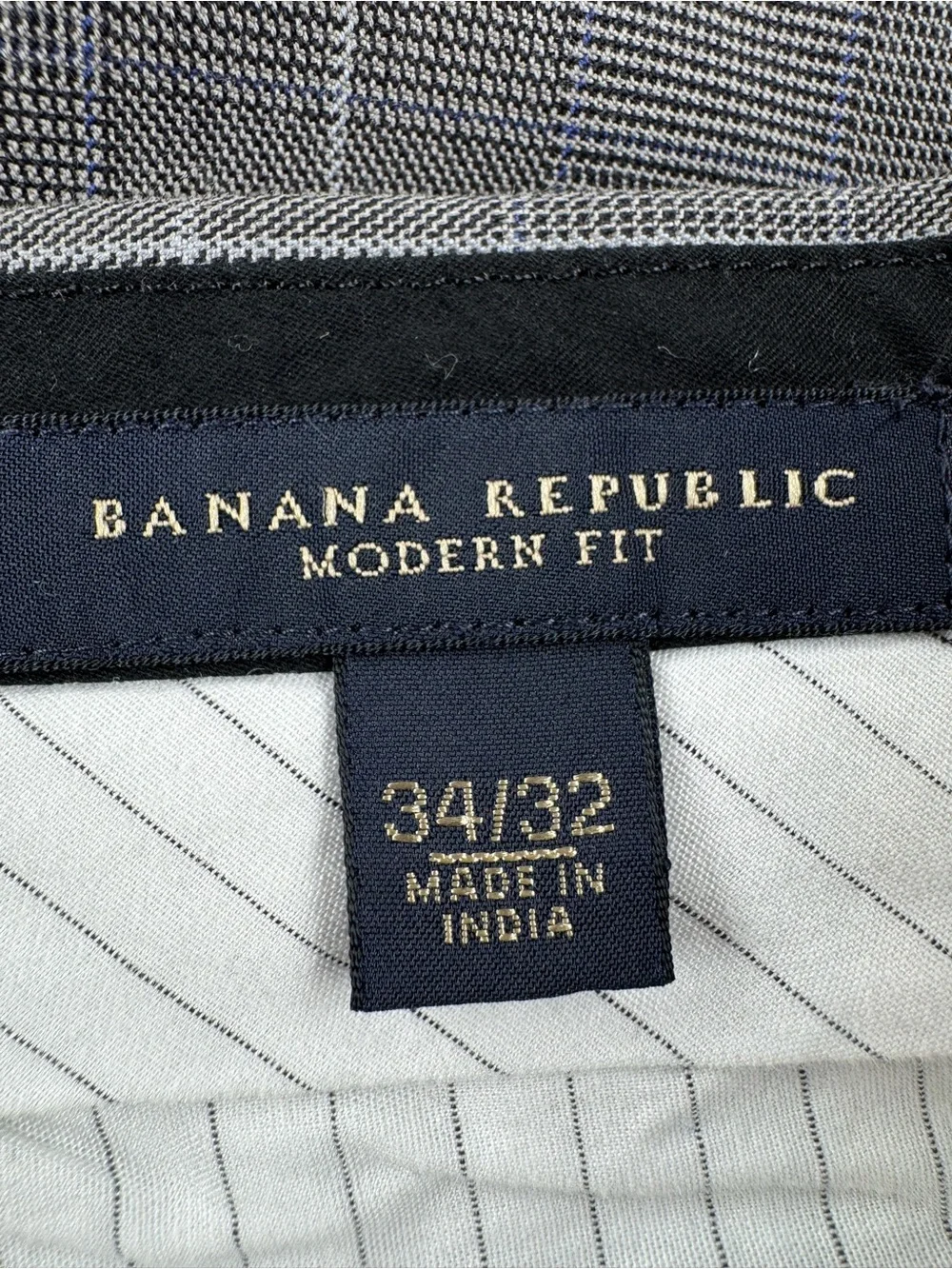 Banana Republic Modern Fit Gray Windowpane Dress Pants Size 34x32 - Picture 2 of 8